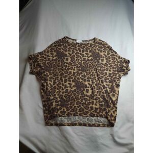 Michael Stars Leopard Print Batwing T-Shirt Brown Women's Size XS